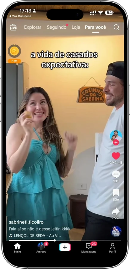 Exemplo real de conteúdo de humor apresentado pelo MusicUp